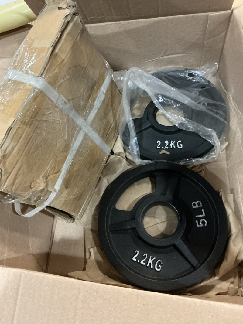 Condition photo showing Good Condition for fitvids olympic cast iron 2-inch weight plate for strength training & weightlifting, rubber coate style, multiple weights available 2.2lb set of 4
