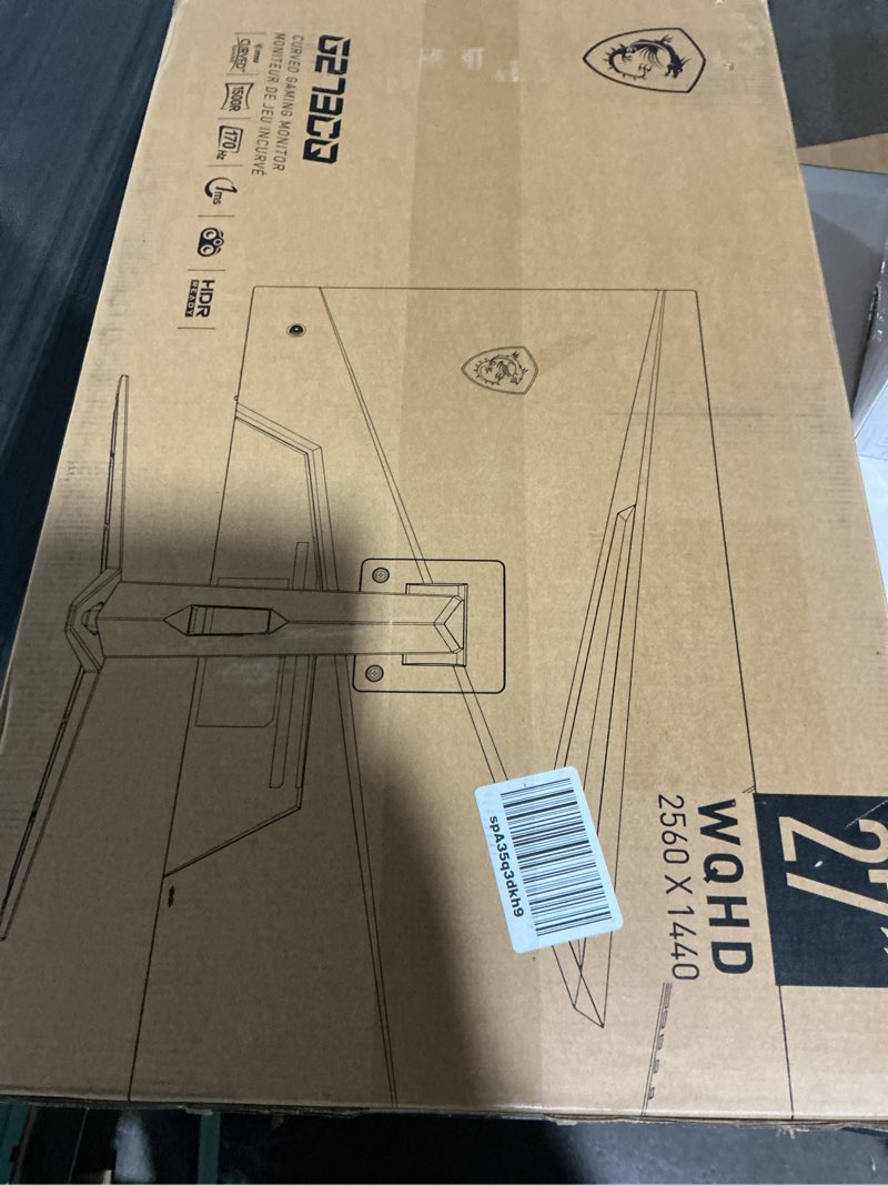 Condition photo showing As Is for msi g273cq, 27" gaming monitor, 2560 x 1440 (qhd), va, 170hz, freesync premium, hdr ready, hdmi, displayport, tilt