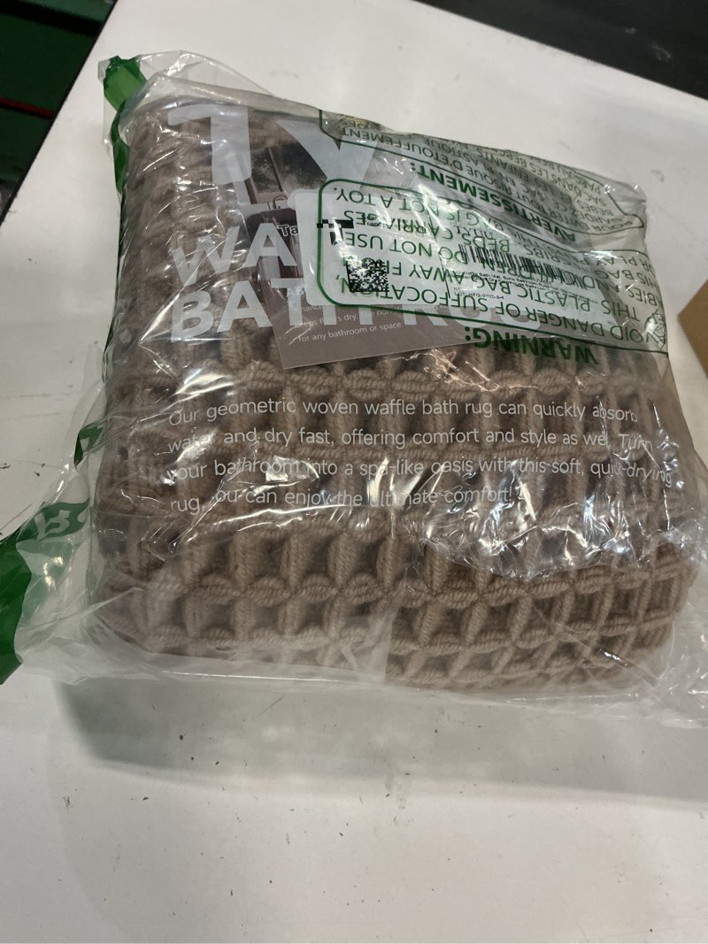 Condition photo showing Good Condition for Waffle Bath Mat, Boho Bathroom Rugs Non Slip Washable Super Absorbent Quick Dry Farmhouse Bathroom Decor, 30"x20" Khaki Khaki 1'8" x 2'6" (Rectangular)