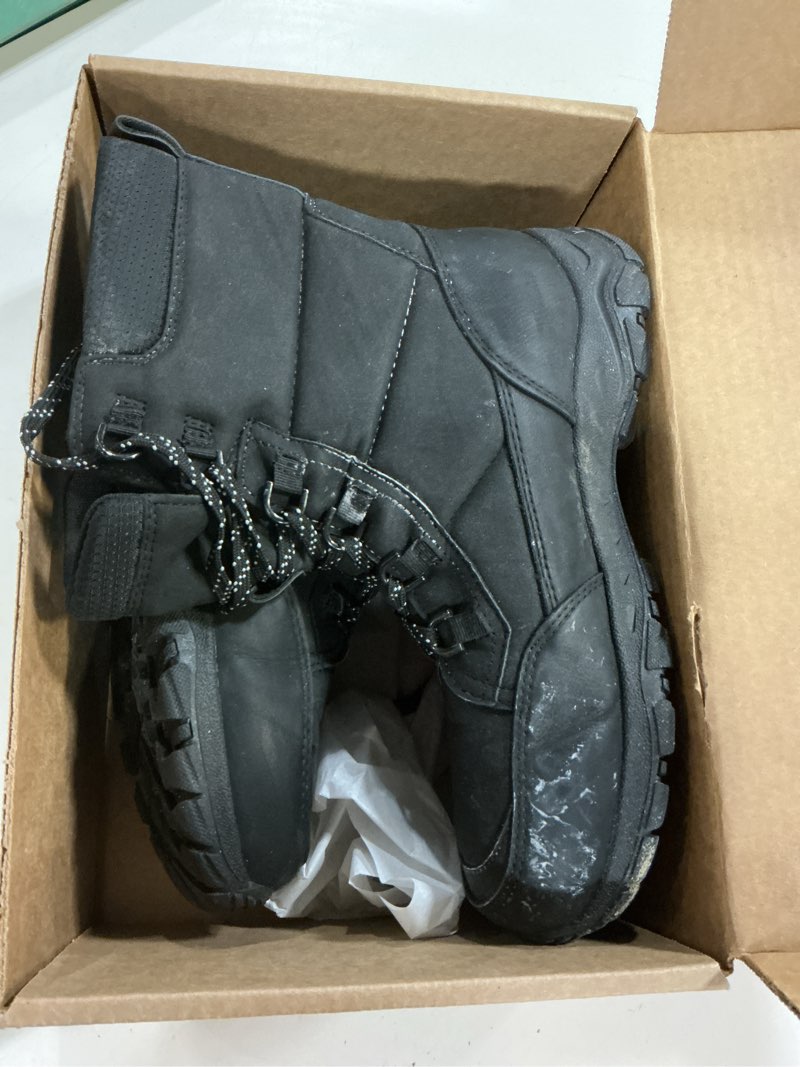 Condition photo showing As Is for lands' end expedition insulated winter boots for men, lace up or slip on waterproof mens snow boots, medium or wide width men's shoes size 8 to 13, black, brown, green or grey 8 wide black max