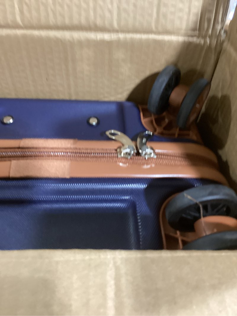 Condition photo showing Good Condition for Eeeza Carry On Luggage Set 22x14x9 Airline Approved Luggage Sets 3 Piece,Suitcases with Wheels,ABS Hard Case Luggage with TSA Lock Spinner Wheels(20 Inch,BP/TB) Navy