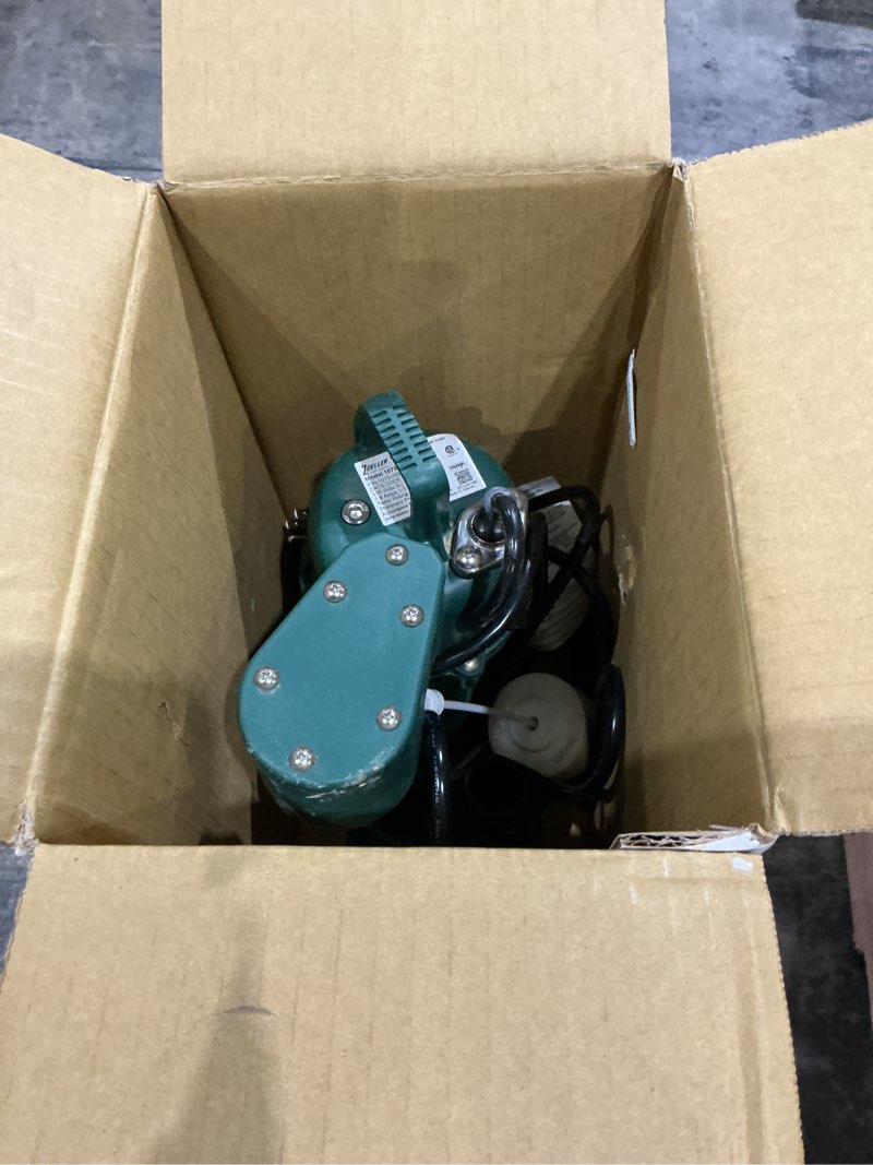 Condition photo showing As Is for zoeller 1/2 hp 115v cast iron submersible sump pump  60 gpm 1075-0001