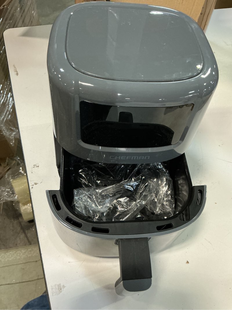 Condition photo showing Good Condition for CHEFMAN 2 Qt Mini Air Fryer – Digital Space-Saving Compact Air Fryer with Nonstick and Dishwasher Safe Basket, Quick & Easy Meals in Minutes, Features Digital Timer and Shake Reminder – Grey 2 Quart Grey