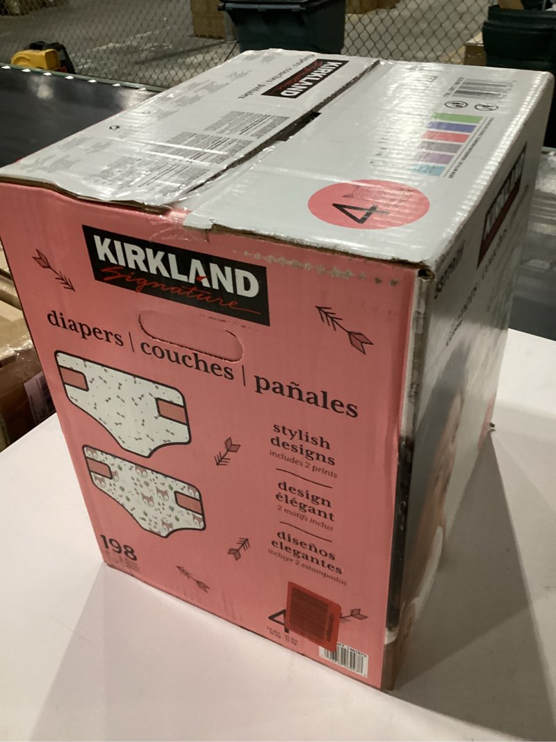Condition photo showing Good Condition for kirkland signature diapers, size 4 (22-37 pounds), 198 count size 4 198