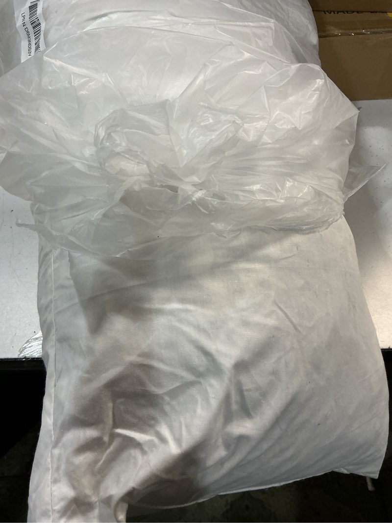 Condition photo showing Good Condition for feathers down throw pillow inserts 12x20, set of 2, 100% organic cotton shell, soft decorative lumbar pillow insert for living room sofa, couch, or bed (white) white(pack of 2) 12x20 inch(pack of 2)