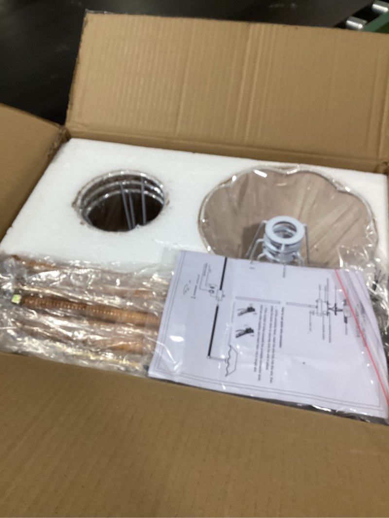 Condition photo showing As Is for 39” Boho Rattan Chandelier 6-Lights Rustic Industrial Pendant Light Large Adjustable Pendant Lighting Fixtures for Kitchen Island Dining Living Room, UL Listed A-Brass