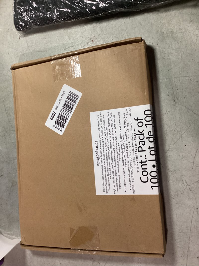 Condition photo showing New/Like New for Amazon Basics Clear Thermal Laminating Plastic Paper Laminator Sheets, 2.8 mil, 9.0 x 11.5-Inch, 100-Pack