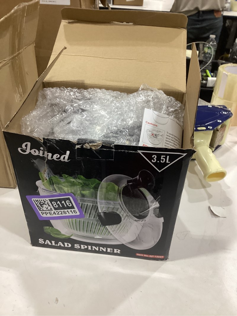Condition photo showing New/Like New for Joined Salad Spinner with Drain, Bowl, and Colander - Quick and Easy Multi-Use Lettuce Spinner, Vegetable Dryer, Fruit Washer, Pasta and Fries Spinner - 3.7 Qt 3.5L