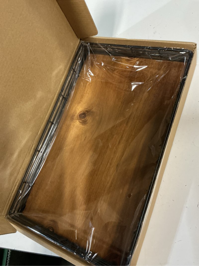Condition photo showing New/Like New for bathroom vanity tray, 13" x 8" acacia decorative wooden tray for countertop | large bathroom vanity organizer, wood tray for perfume, skincare accessories storage, vanity dresser decor, black & acacia 13" x 8" x 2" acacia