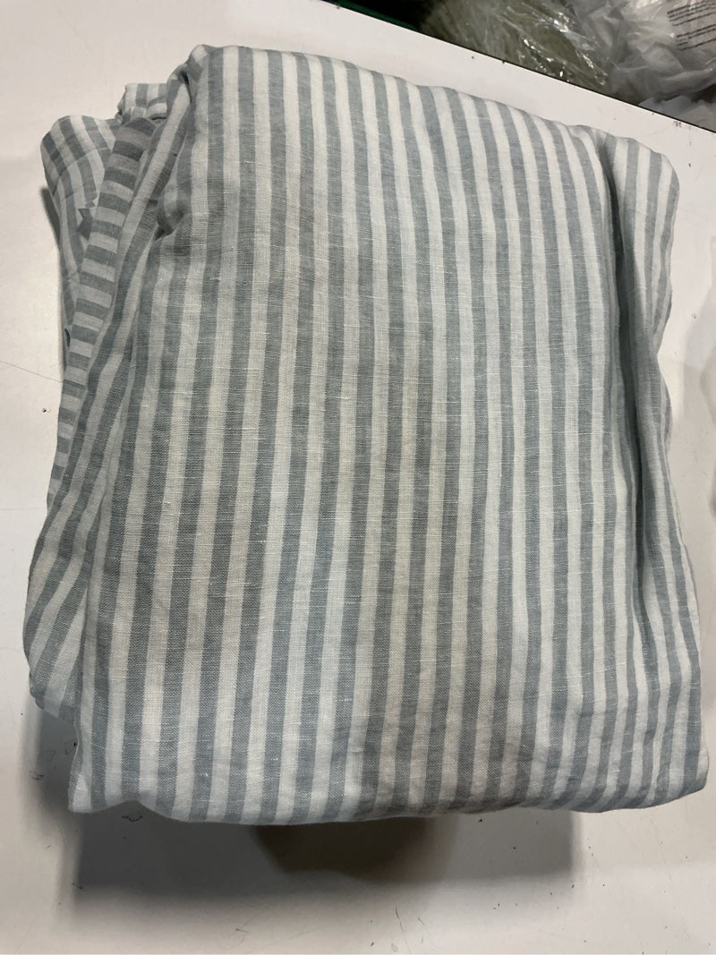 Condition photo showing Good Condition for quince european linen stripe sheet set 4 white stripe king