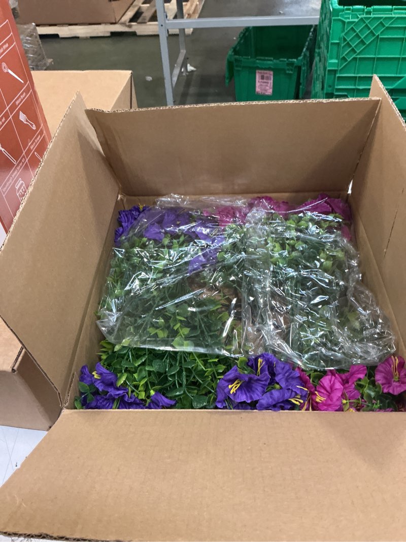 Condition photo showing Good Condition for BIG KEYS Faux Hanging Plants Flowers Basket Decoration, Fake Silk Morning Glory in Planter UV Resistant Realistic Artificial Flower for Outside Porch Patio Balcony (Red, Purple)