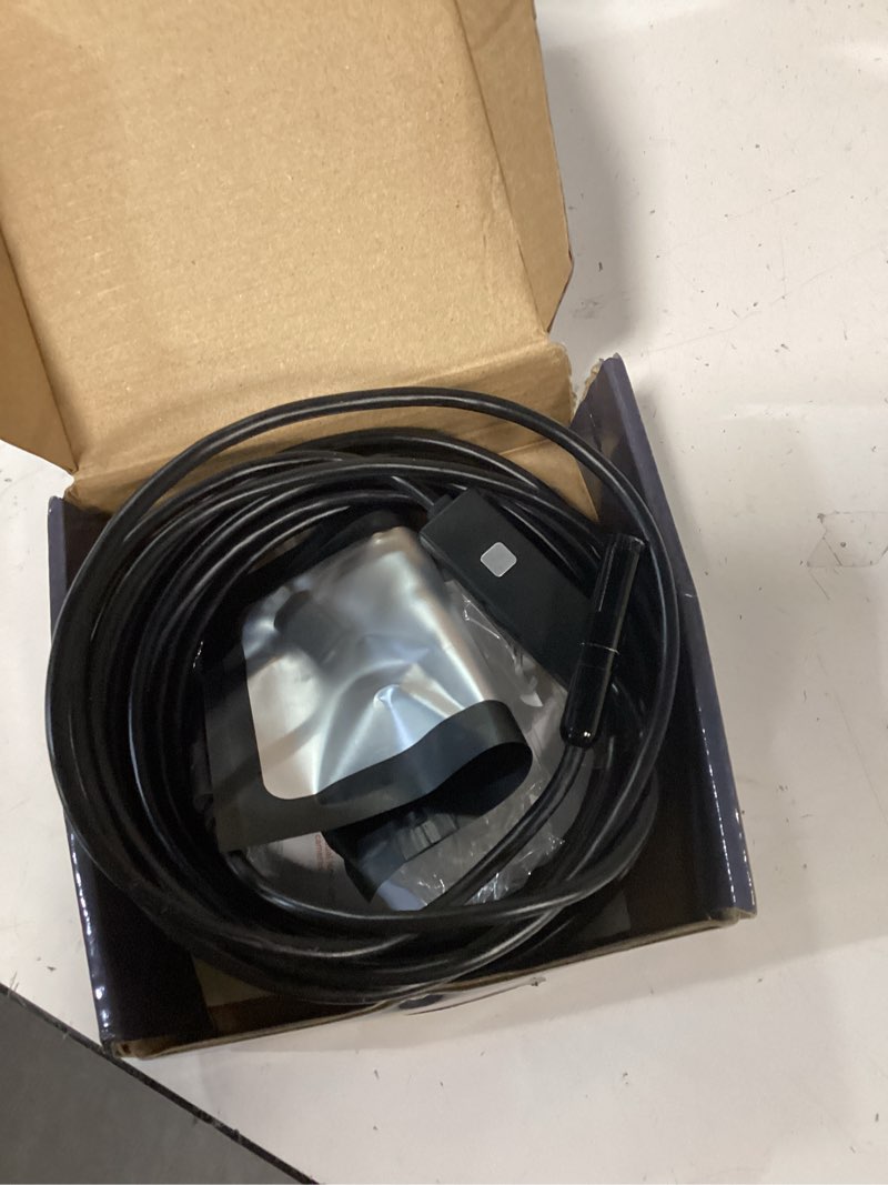 Condition photo showing As Is for endoscope camera with light, 1920p hd bore scope borescope with 8 lights, waterproof 16.4ft semi-rigid cord for pipe inspection, industrial endoscope for phones(black) 16.4ft single lens