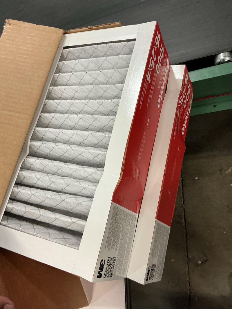 Condition photo showing Good Condition for filtrete 16x25x4 ac furnace air filter, mpr 1000, merv 11, fits honeywell & lennox, allergen defense, electrostatic air cleaning filter, 2-pack (actual size 15.88x24.56x4.31 in)