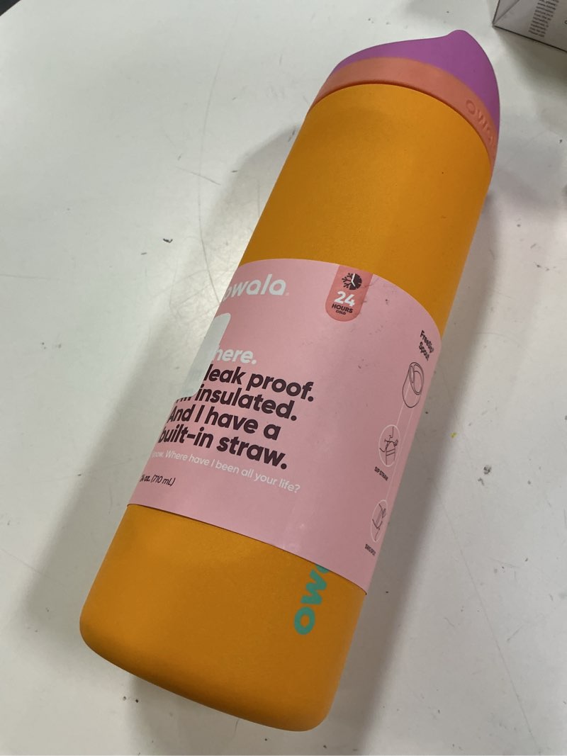 Condition photo showing Good Condition for owala freesip insulated stainless steel water bottle with straw for sports and travel, bpa-free, 24-oz, orchid/orange (tropical) tropical 24 ounces