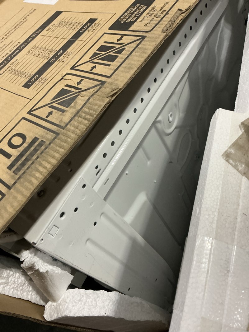 Condition photo showing As Is for LG 18,000 BTU Window Air Conditioner with Heat, 230/208V, Cools 1,000 Sq.Ft. for Bedroom, Living Room, Basement, Apartment, with Remote, 2 Speeds, 24-Hour Timer, White Bright White 18000 BTU Electronic 230V