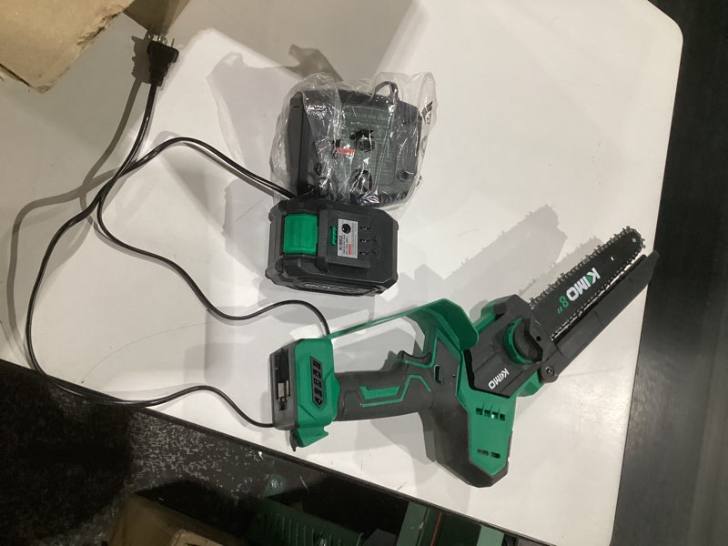 (NOT TESTED)KIMO 8-INCH Mini Chainsaw Cordless, 2 x 4.0Ah Batteries & Fast Charger, 34 FT/S Powerful Cutting Han