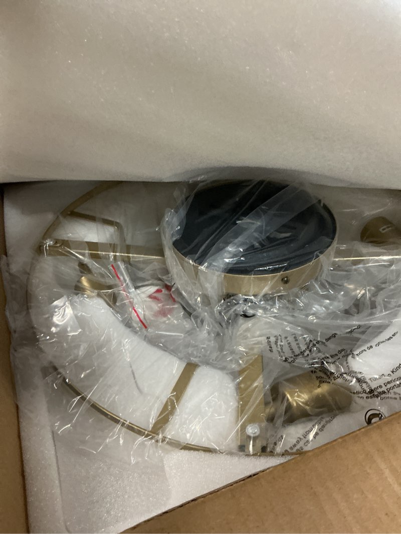 Condition photo showing Good Condition for Crystal Caged Ceiling Fan with Light Flush Mount, 20inch Crystals Ceiling Fan with Light and Remote,Gold Crystal Fandelier Ceilings Fans with Lights for Bedroom,Nursery, Foyer 20inch Gold Crystal Caged Ceiling Fan with Light