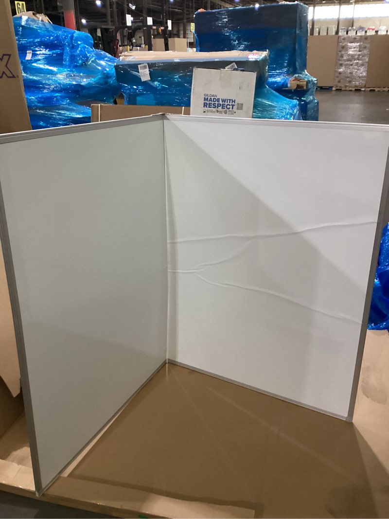 Condition photo showing As Is for magnetic white board dry erase board for wall?72" x 48" (6ft x 4ft) wall-mounted aluminum frame marker board, foldable portable whiteboard with a long pen tray for school, classroom, office & home 48"w x 72"h style b