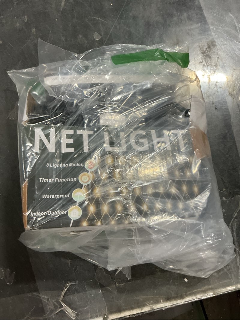 Condition photo showing Good Condition for warm white net lights, 360 led christmas lights outdoor, 21ft x 5ft large net mesh string lights, 8 modes twinkle light connectable plug in for bushes christmas hedge yard garden party decor warm white 360 led (green wire)