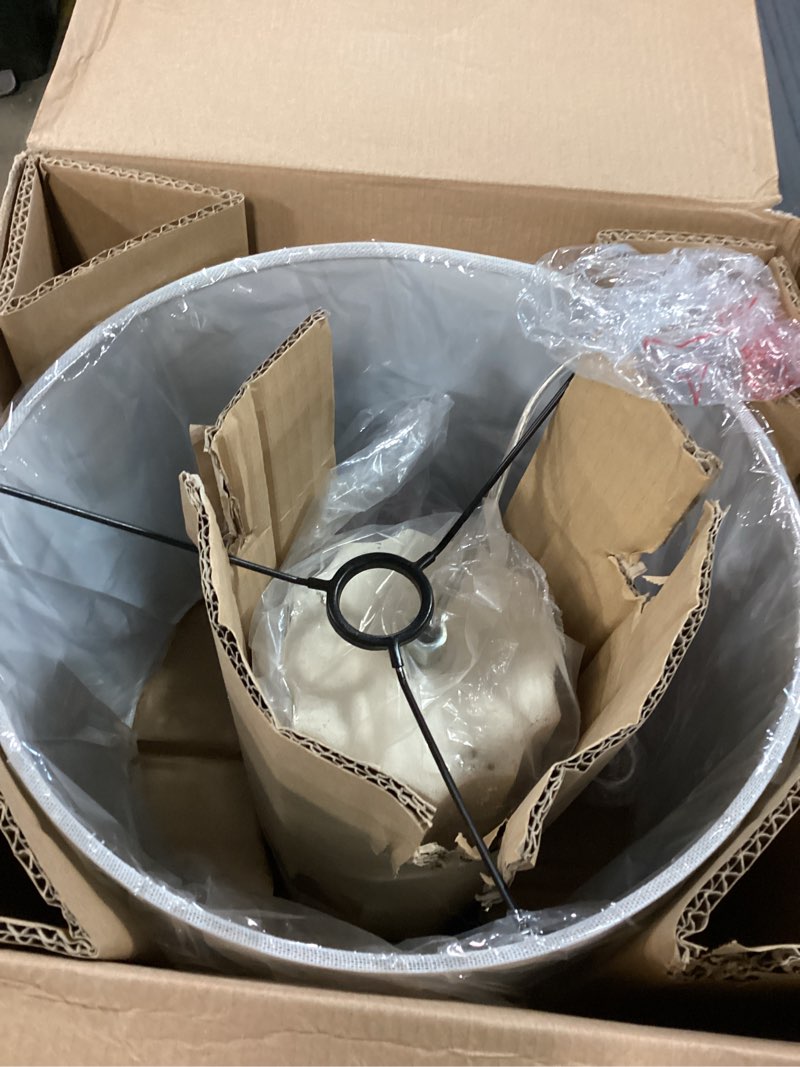 Condition photo showing Good Condition for Globe Electric 65922 20" Table Lamp, Ribbed Concrete Finish, White Linen Shade