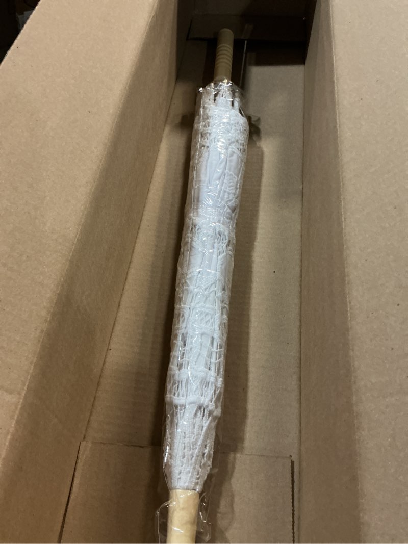 Condition photo showing Good Condition for lace parasol umbrella vintage wedding bridal lace umbrella for decoration photo tea party 32 inch adult size 02 white