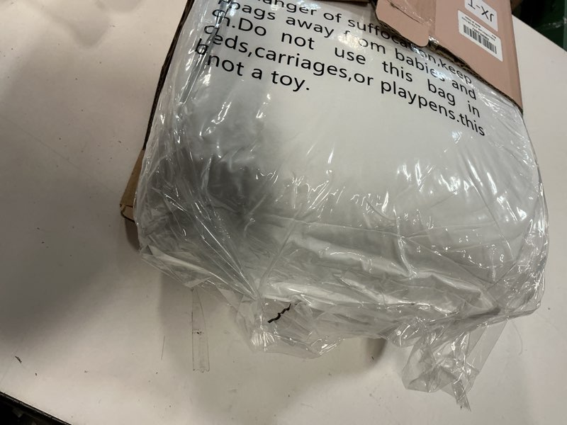 Condition photo showing New/Like New for Andency White Comforter Twin Size, 2 Pieces Ruffle Cute Soft Lightweight Fluffy Bedding Comforters & Sets, All Season Farmhouse Shabby Chic Room Decor Bed Set for Girls Teens Kids Gift Choice White Twin(66"x90")