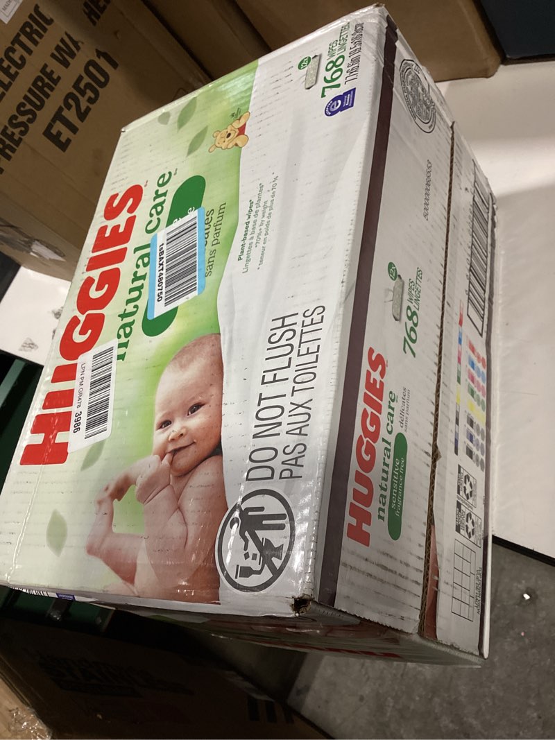 Condition photo showing Good Condition for huggies natural care sensitive baby wipes, unscented, hypoallergenic, 99% purified water, 12 flip-top packs (768 wipes total), packaging may vary