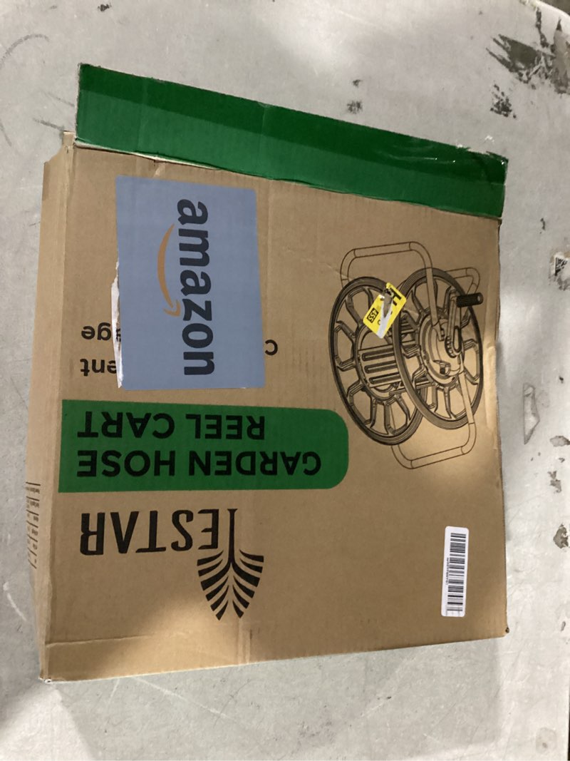 Condition photo showing Good Condition for metal yestar water hose reel cart,hold 100 ft of 5/8 inch hose,portable hose reels for outside.storage and watering black-metal