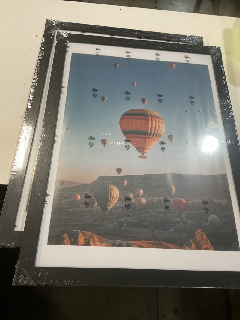 Condition photo showing New/Like New for set of 2 black picture frames with mats 30”x22” (similar to stock photo)