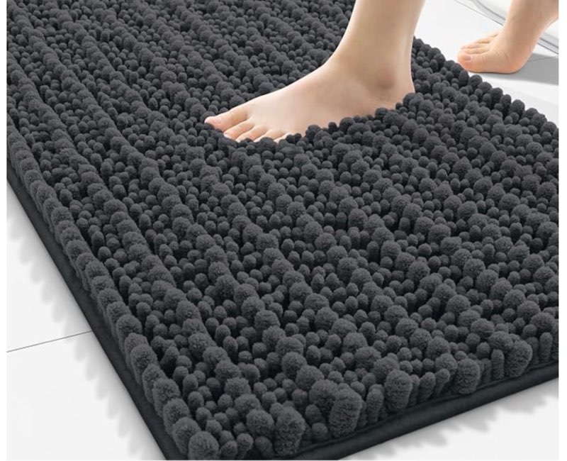 smiry bathroom rugs mat 47x20, extra soft absorbent chenille bath rugs, non slip rubber backing mach