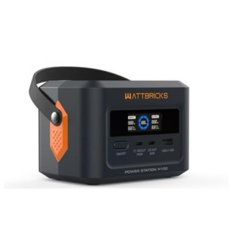 wattbricks - 120-watt peak with 99.2whr portable power station airline approved - black