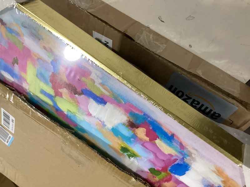 Condition photo showing Good Condition for katie romeo designs colorful abstract canvas wall art - pastel grandmillennial framed canvas print - 16x20 contemporary preppy wall decor