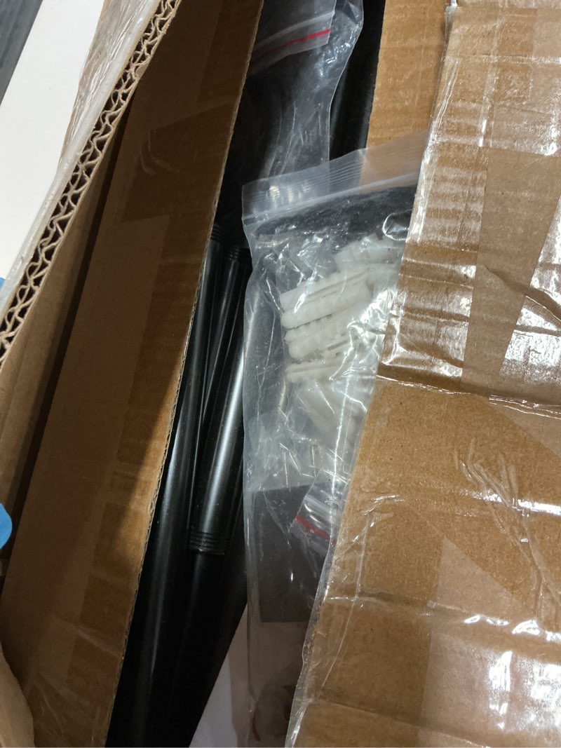 Condition photo showing Good Condition for Cyclysio Industrial Pipe Clothing Rack, Reversible 7.25FT Wall Mounted Clothes Rack, Heavy Duty Garment Racks Closet Wardrobe with LED Lights& Shelves, Walk-in Closet System, White White Large Clothes Rack