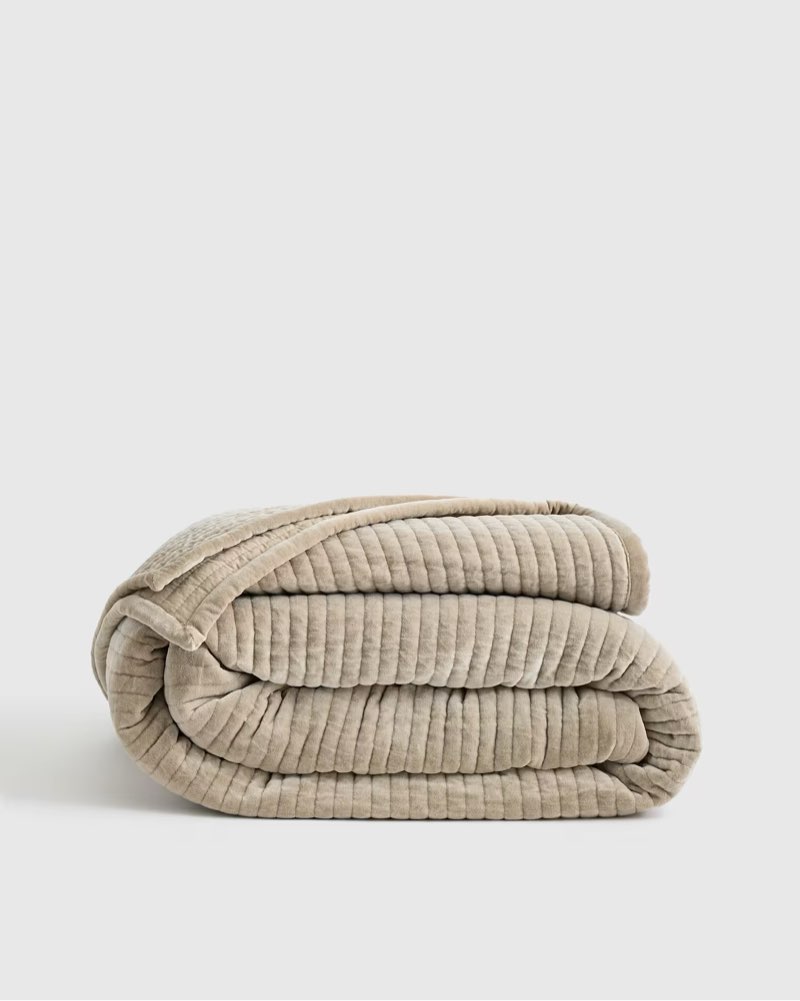 cotton velvet channel quilt king  color light taupe