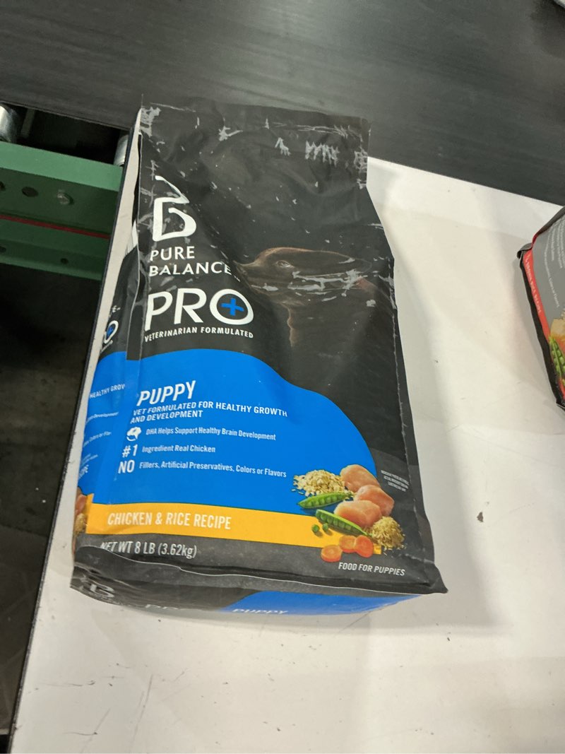 Condition photo showing Good Condition for ( beat oct 05//2025)pure balance pro+ puppy chicken & rice recipe dry dog food for puppies, 8 lbs