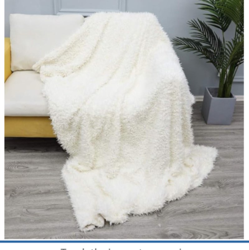 New Soft Fluffy Throw Blanket | Snuggly Fuzzy Faux Fur Lightweight Warm Quilt Elegant Cozy Plush Fleece Microfiber Blanket | for Couch Bed Chair Photo Props-60"x 80"-Ivory