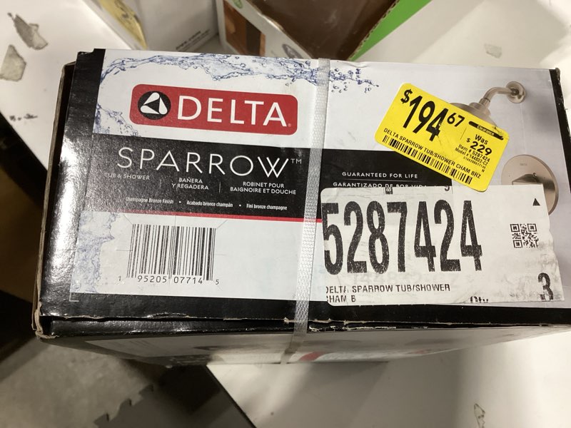 Condition photo showing Good Condition for delta sparrow champagne bronze 1-handle multi-function 6-in round bathtub and shower faucet