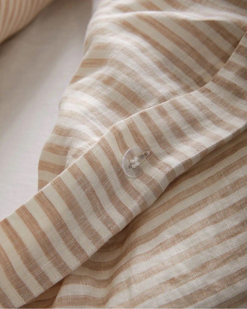 quince european linen stripe duvet, natural/white stripe, twin 