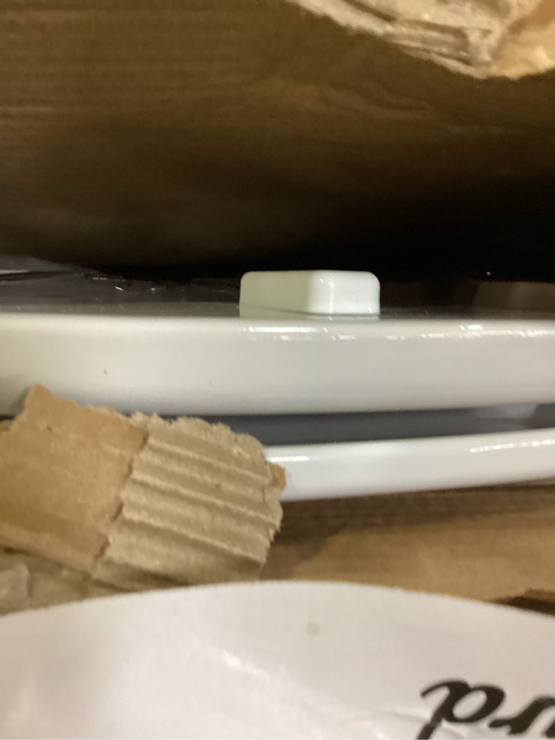 Condition photo showing As Is for american standard bedminster wood white round soft close toilet seat