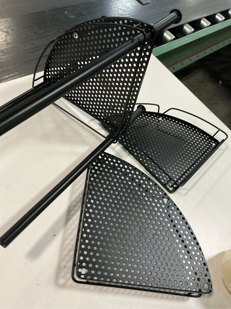 Condition photo showing As Is for Consumest Corner Shower Caddy Stand - 3 Tier Shower Organizer with Soap Holder, Tall Floor Corner Shelves Standing with Adjustable Feet & 4 Hooks, Storage Rack for Bathroom Black Black 3 Tier