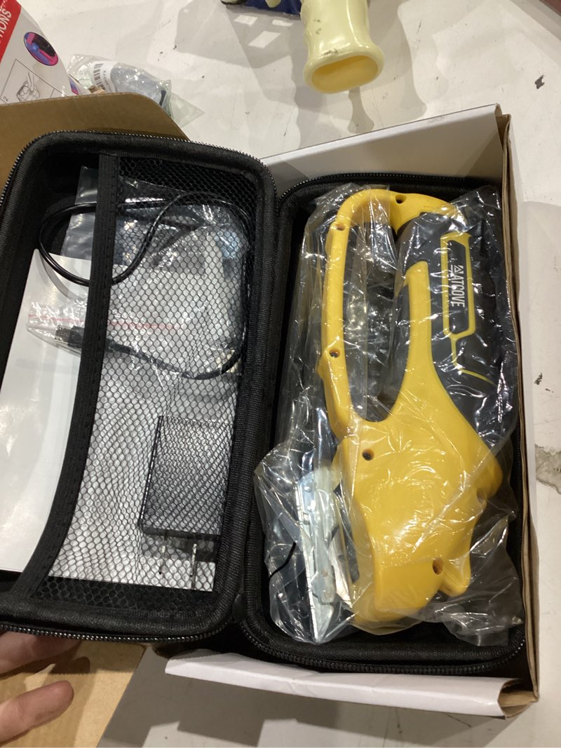 Condition photo showing New/Like New for cordless electric scissors - 4v rechargeable cardboard cutter with safety lock and led light - electric box cutter for cardboard, fabric, leather, rope - cordless scissors cutting tool up to 0.25 in