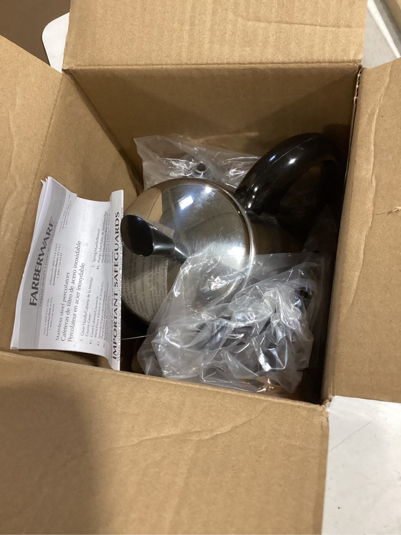 Condition photo showing As Is for farberware stainless steel 4 cup electric coffee percolator