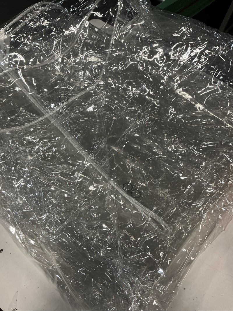 Condition photo showing Good Condition for Clear Vinyl Tarp, 8' X 10', 14 Mil Clear Tarps Heavy Duty Outdoor Garden Rainproof Covering with Grommets, 420g/m² Tear Resistant PVC for Camping, Greenhouse, etc. 8x10 FT