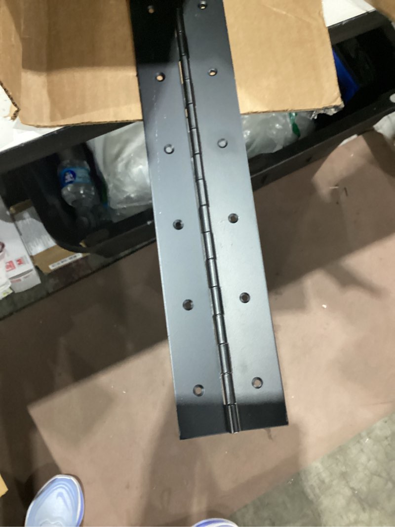 Condition photo showing Good Condition for piano hinge 48 inch x 3 inch, 0.060'' thick 304 stainless steel with holes electroplated black piano hinge for heavy duty door, cabinet, wooden box, furniture, metal plate black 48inch