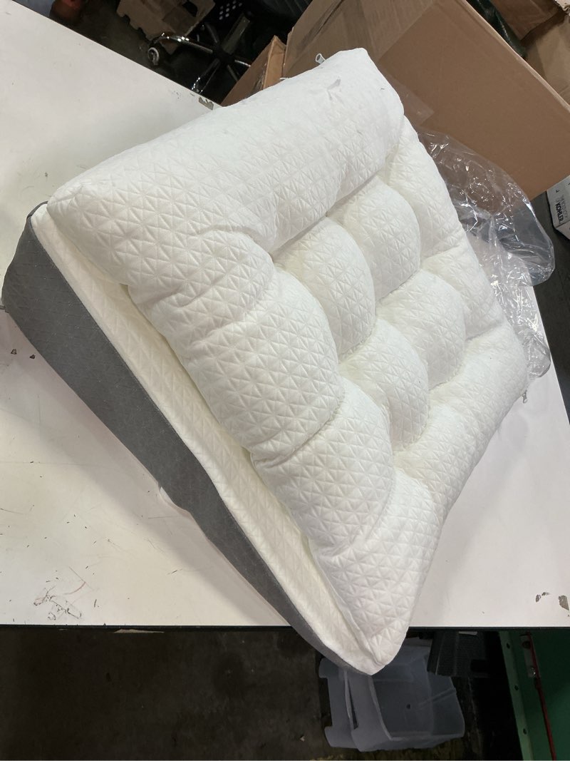 Condition photo showing Good Condition for TANYOO Bed Wedge Pillow for Sleep Apnea 10 Inch Gerd Pillow Patent Dual Layer Triangle Pillow Adjustable Shredded Memory Foam Topper Soft Support Ideal for Acid Reflux, After Surgery, Snoring 24x24x10 Inch