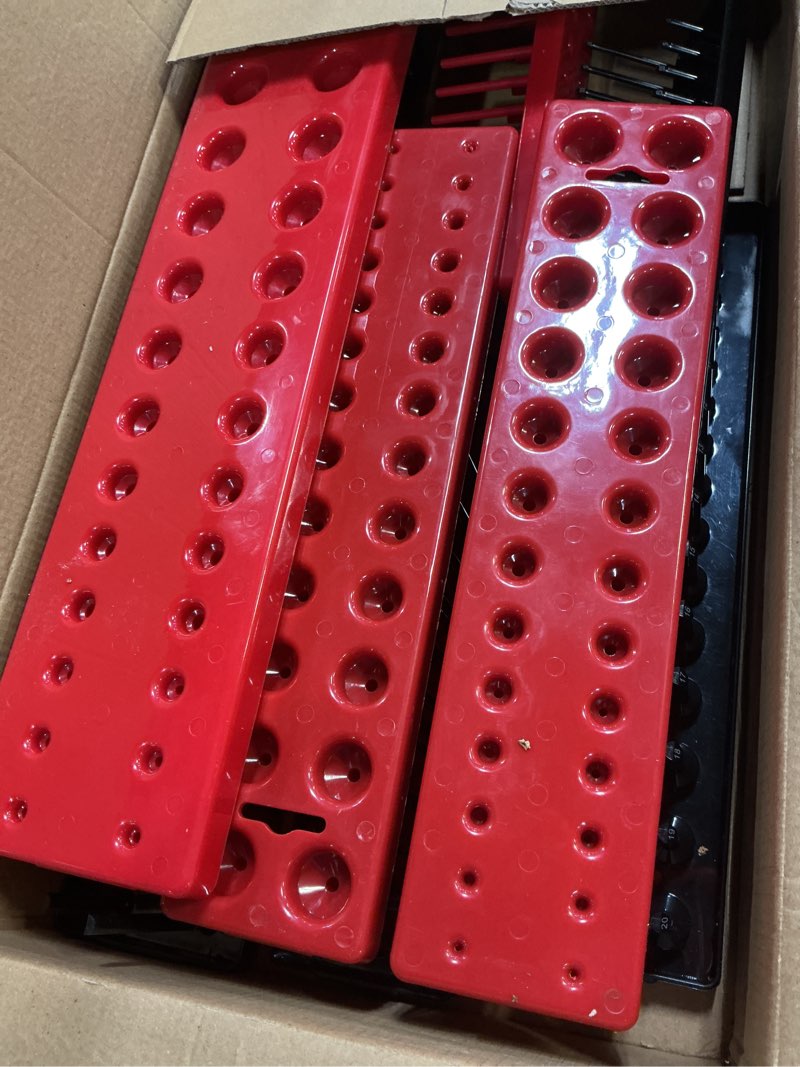 Condition photo showing Good Condition for 8PCS Socket Organizer Tray Set,SAE & Metric Socket Trays, 2PCS 1/4", 4PCS 3/8", 2PCS 1/2" Drive Deep and Shallow Socket Holders for Toolboxes (8pcs socket organizer? 8pcs socket organizer (store 226 sockets?