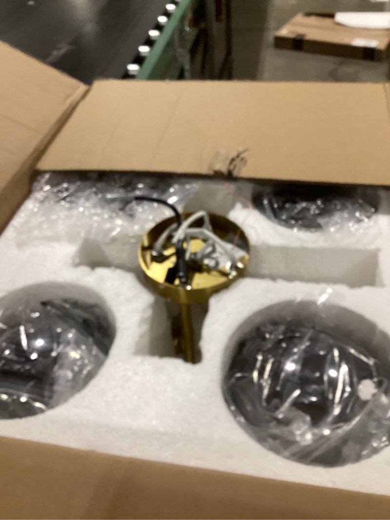 Condition photo showing Good Condition for AGV LIGHTING Modern Gold Flush Mount Ceiling Light Fixture, 5-Light Brass Globe Light Fixture with Glass Shades, Semi Flush Ceiling Lamp for Bedroom Living Room Dining Room Kitchen Brass Gold