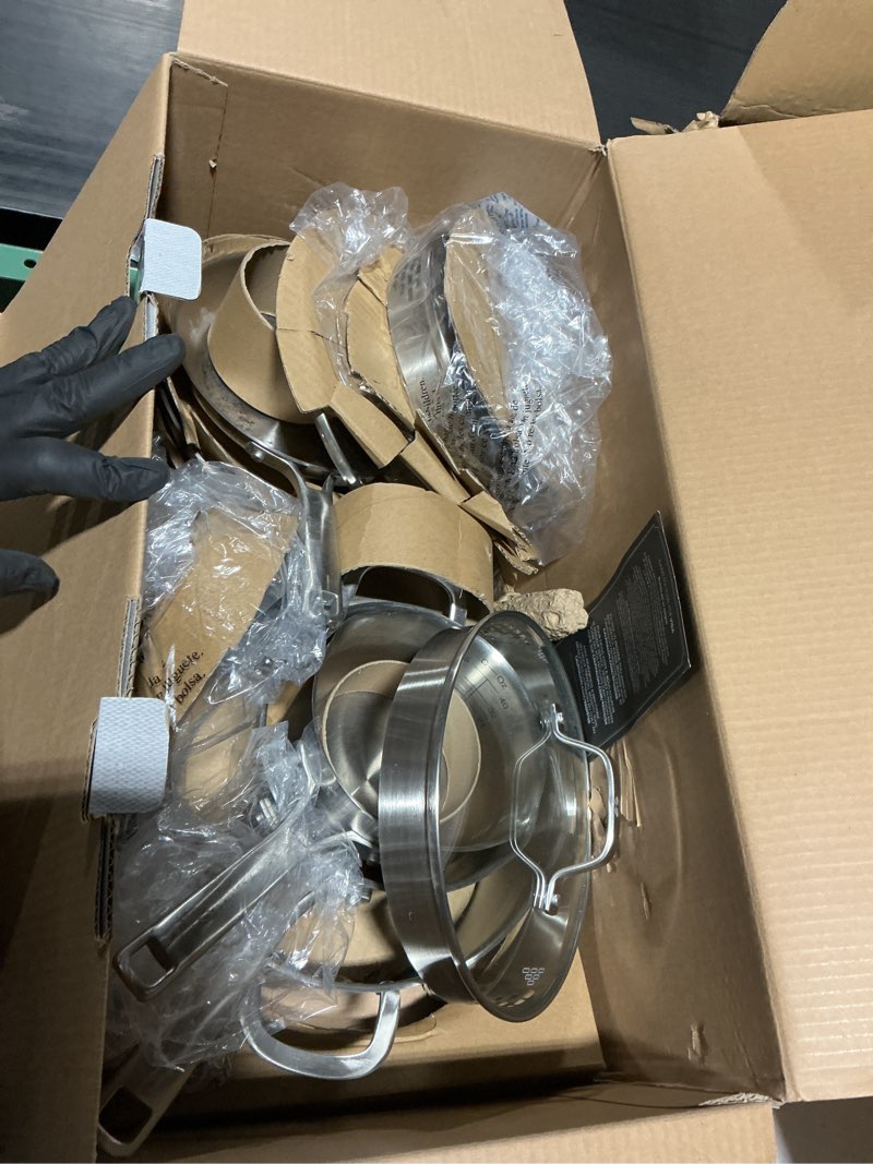 Condition photo showing Good Condition for Calphalon Classic Stainless Steel Cookware Set, 10-Piece, Impact-Bonded Aluminum Base, Stay-Cool Handles, Oven Safe 450F, Silver