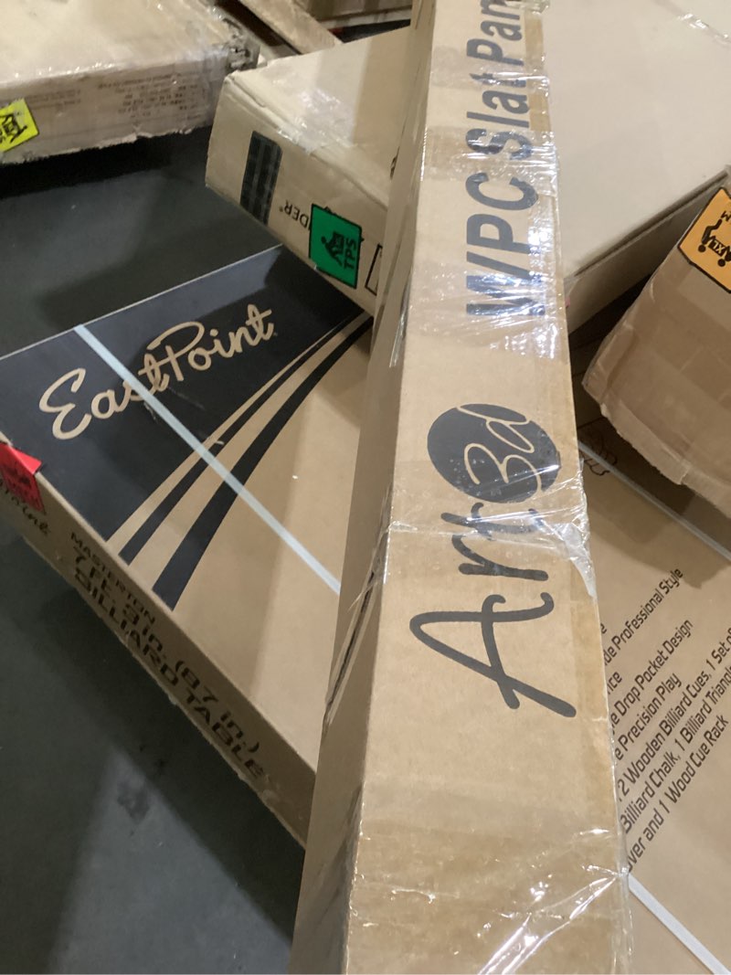 Condition photo showing As Is for Art3d Slat Wall Panels, WPC Soundproof 3D Wall Paneling for Interior Wall Decor, TV Background, 8-Pack 96 x 6 in. Oak 96 x 6 x 0.3 inches Oak