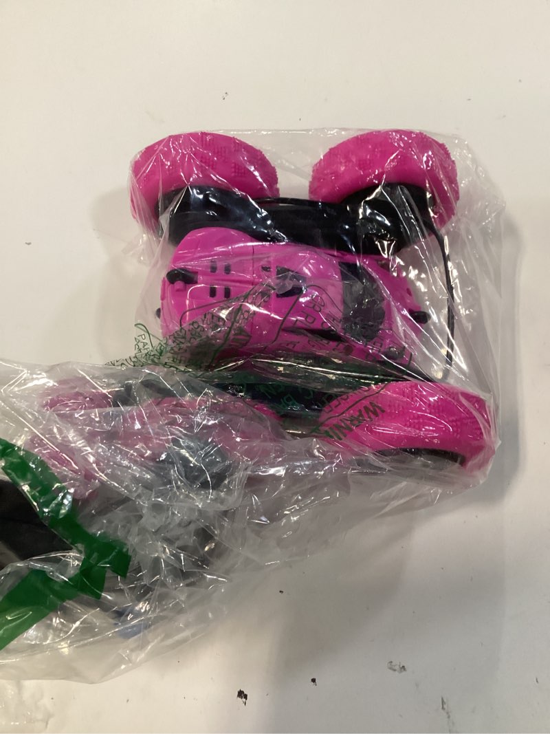 Condition photo showing As Is for qunreda rc cars, rose remote control car for girls, 2.4 ghz double sided rc stunt car 360° rotating remote control crawler with headlights car toys for 6 7 8 9 10 11 12 girls birthday gift